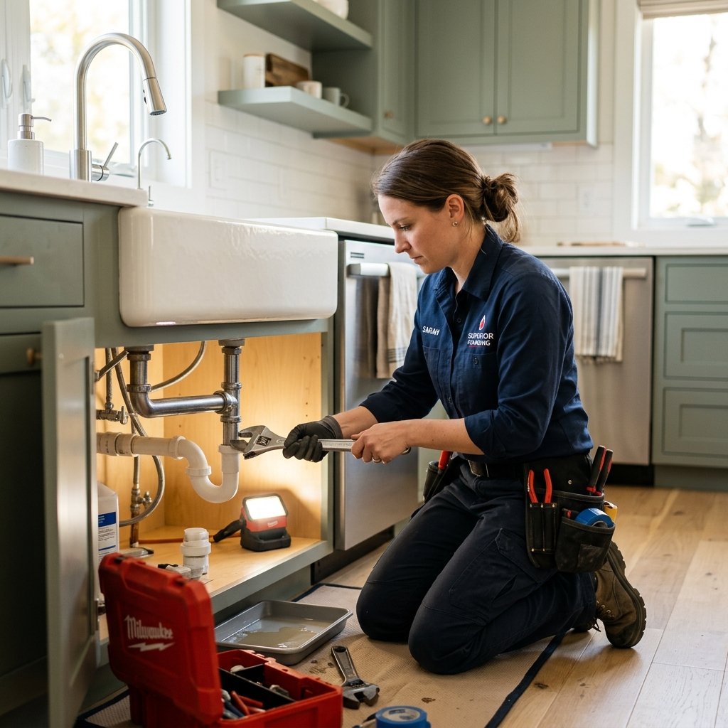 Licensed Plumber Working on Home Pipes